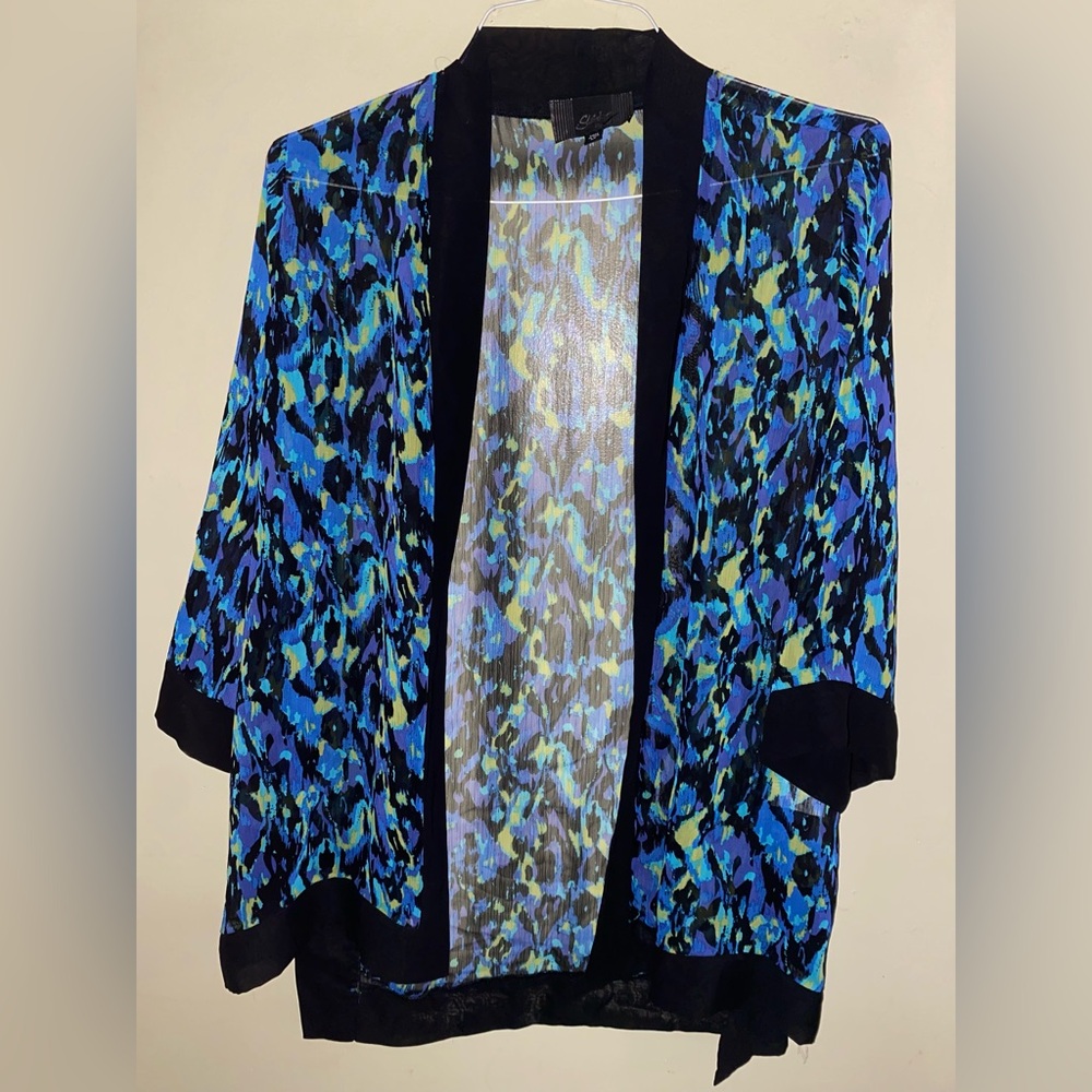 Slinky Brand Bright Blue & Green Kimono Size Medium